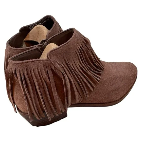 Steve Madden Womens Patzee Boot Size 7 Brown Suede Fringe Bootie Low Block Heel - Picture 3 of 14